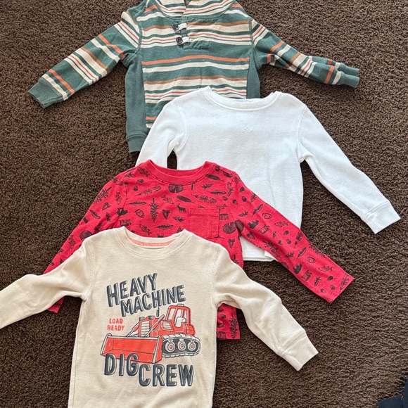 jumping beans Other - Little Boys Long Sleeve Shirt Bundle - Striped Green, White, Red, Beige